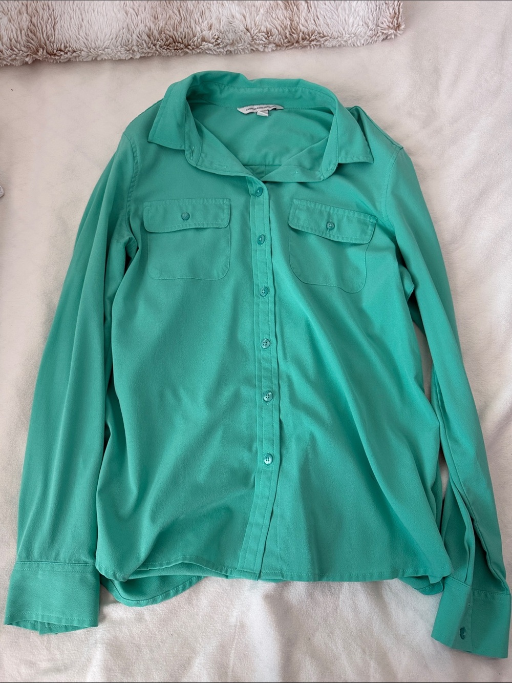 American Eagle Outfitters Teal Button-Up Shirt